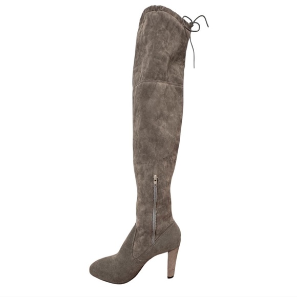 Women’s Faux Suede Gray/ Taupe Over-the-Knee Heeled Tall Boots Sz EU 39/ 8.5 US - Picture 5 of 13